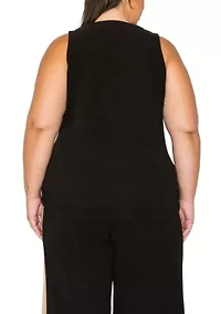 Textured Rib Scoop Neck Side Ruched Tank
