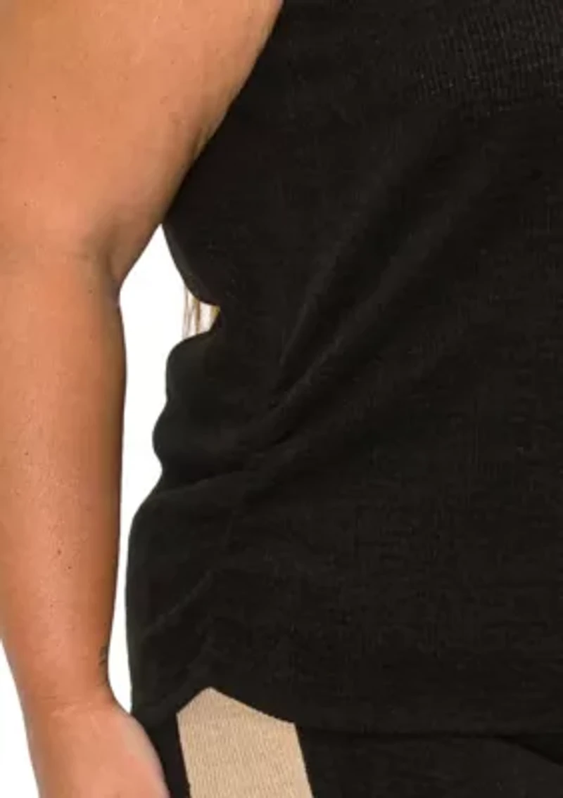 Textured Rib Scoop Neck Side Ruched Tank