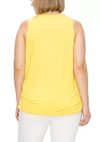 Rayon span Scoop Neck Side Ruched Tank