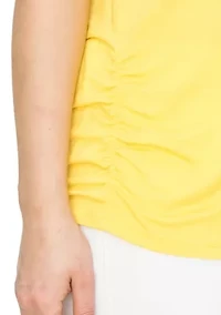Rayon span Scoop Neck Side Ruched Tank