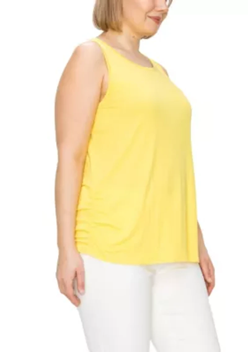 Rayon span Scoop Neck Side Ruched Tank