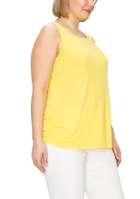 Rayon span Scoop Neck Side Ruched Tank
