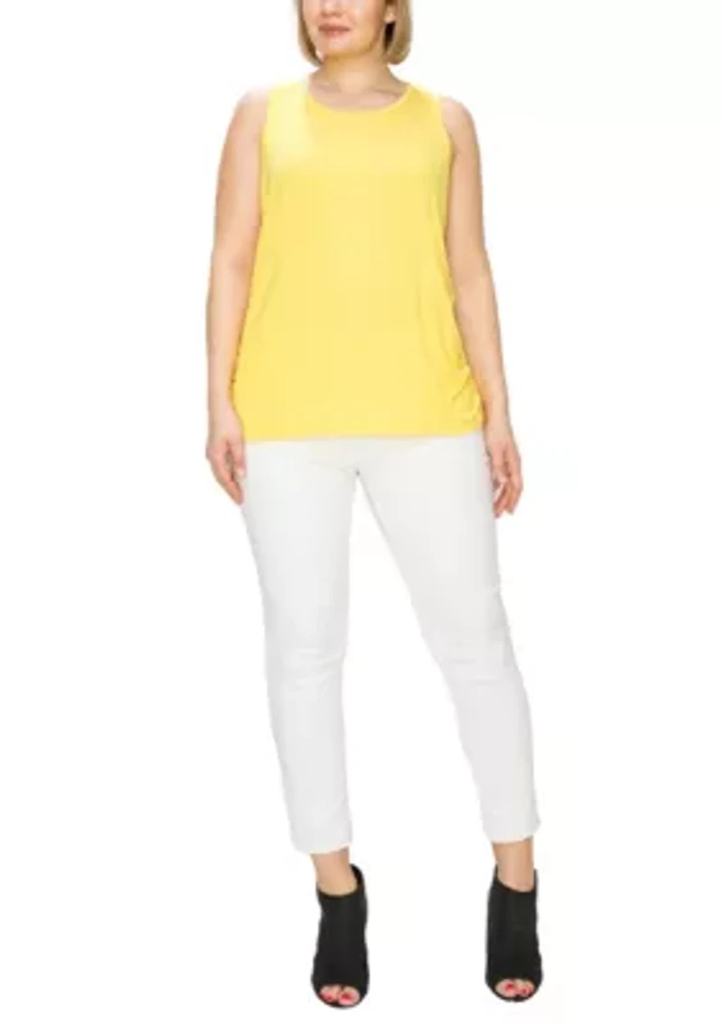 Rayon span Scoop Neck Side Ruched Tank