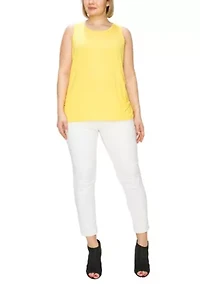 Rayon span Scoop Neck Side Ruched Tank