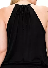 Rayon Span Elastic Waist Halter Tank