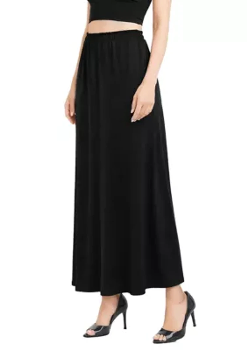Rayon Span Elastic Waist Maxi Skirt