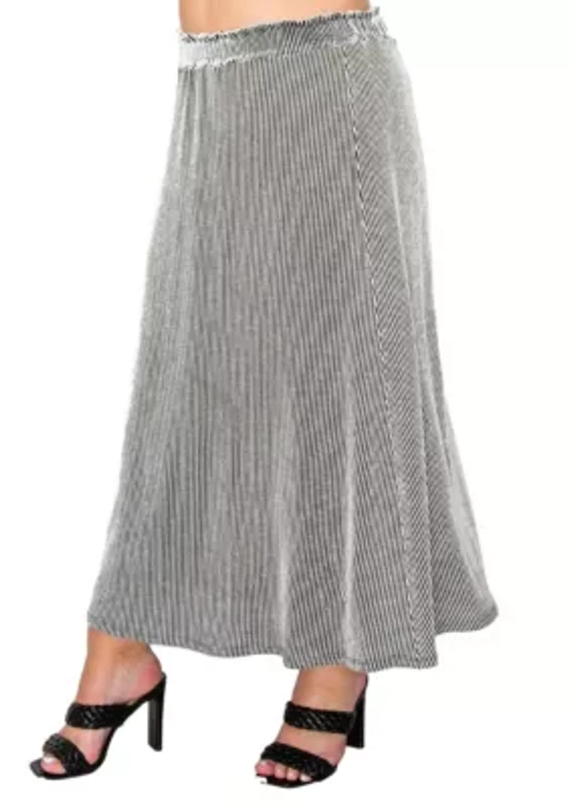 Span Rail Textured Rib Elastic Waist Maxi Skirt
