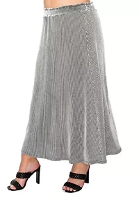 Span Rail Textured Rib Elastic Waist Maxi Skirt