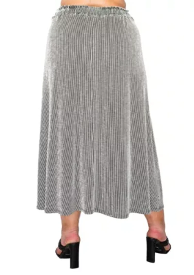 Span Rail Textured Rib Elastic Waist Maxi Skirt