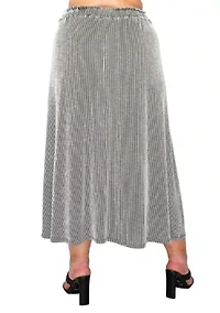 Span Rail Textured Rib Elastic Waist Maxi Skirt