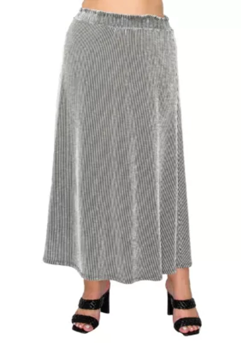 Span Rail Textured Rib Elastic Waist Maxi Skirt