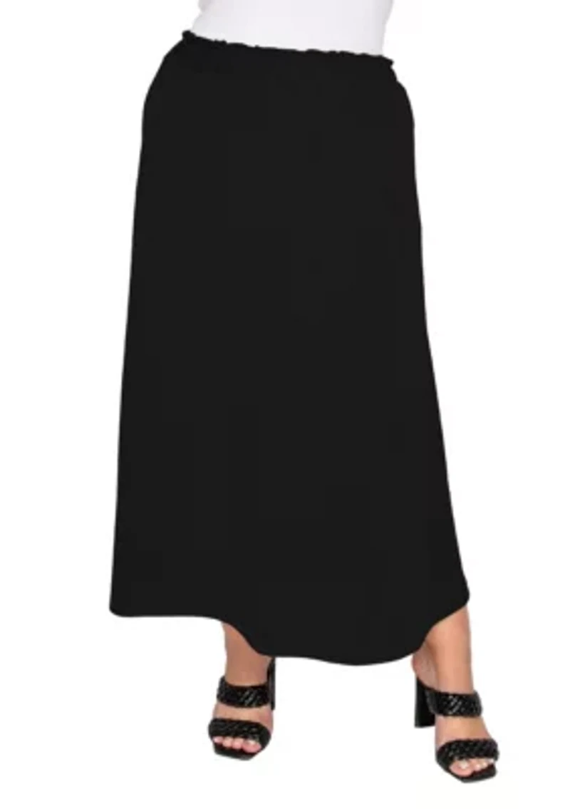 Textured Rib Elastic Waist Maxi Skirt