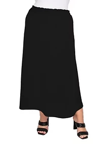 Textured Rib Elastic Waist Maxi Skirt
