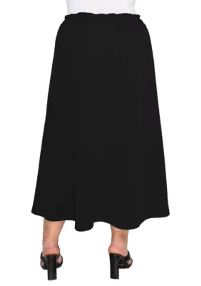 Textured Rib Elastic Waist Maxi Skirt