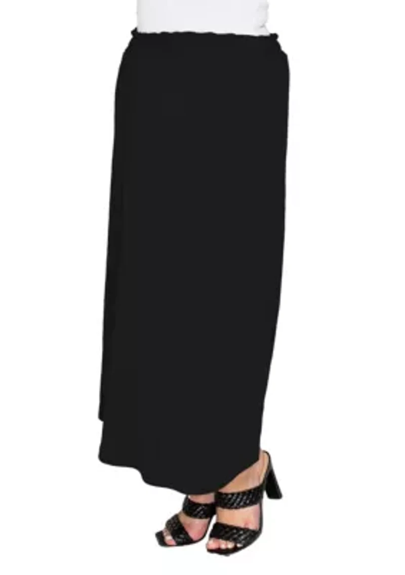 Textured Rib Elastic Waist Maxi Skirt