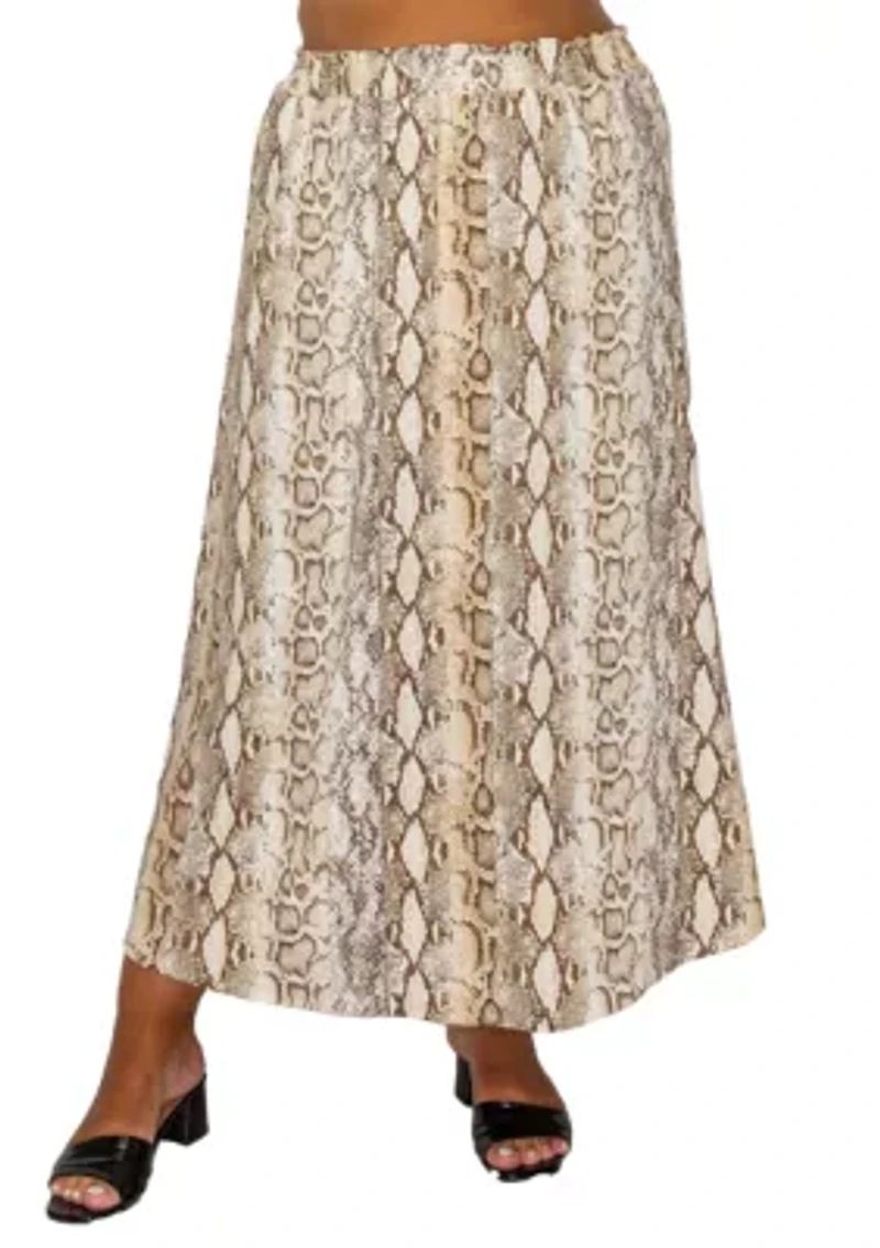 Python Elastic Waist Maxi Skirt