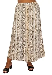 Python Elastic Waist Maxi Skirt