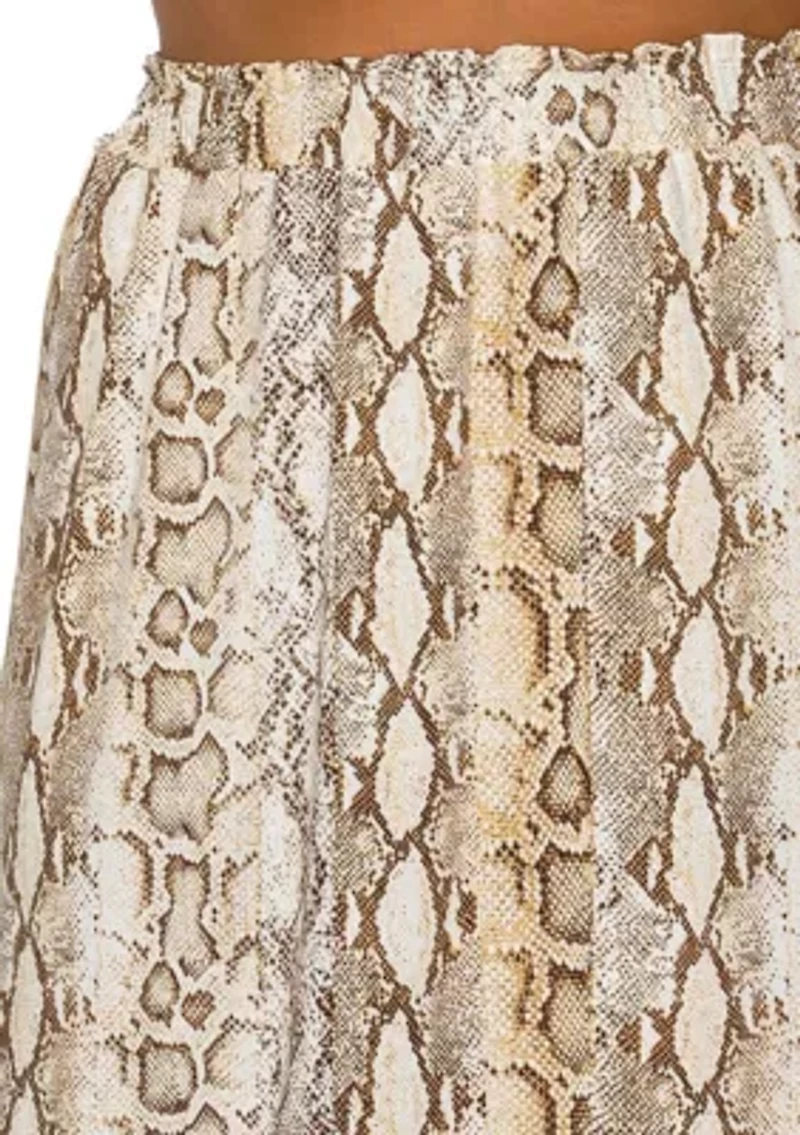 Python Elastic Waist Maxi Skirt