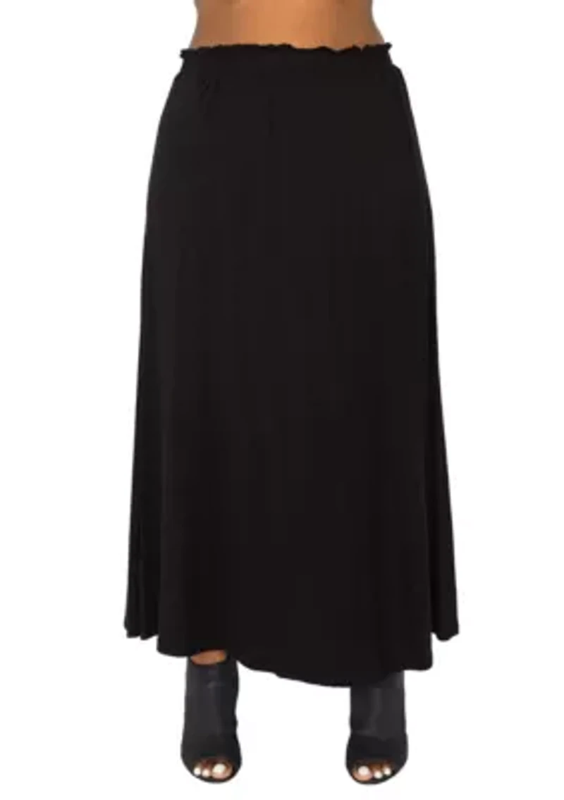 Rayon Span Elastic Waist Maxi Skirt