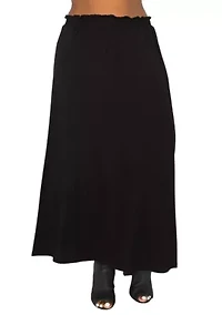 Rayon Span Elastic Waist Maxi Skirt