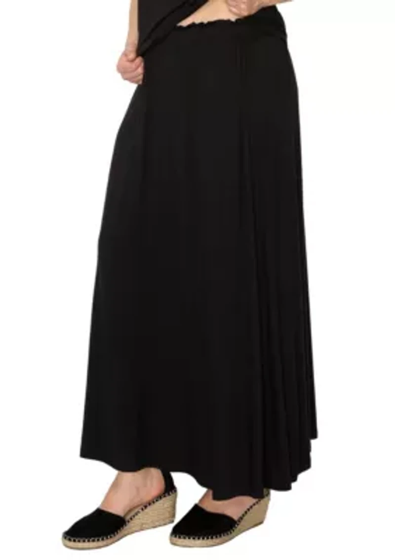 Rayon Span Elastic Waist Maxi Skirt