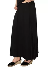 Rayon Span Elastic Waist Maxi Skirt