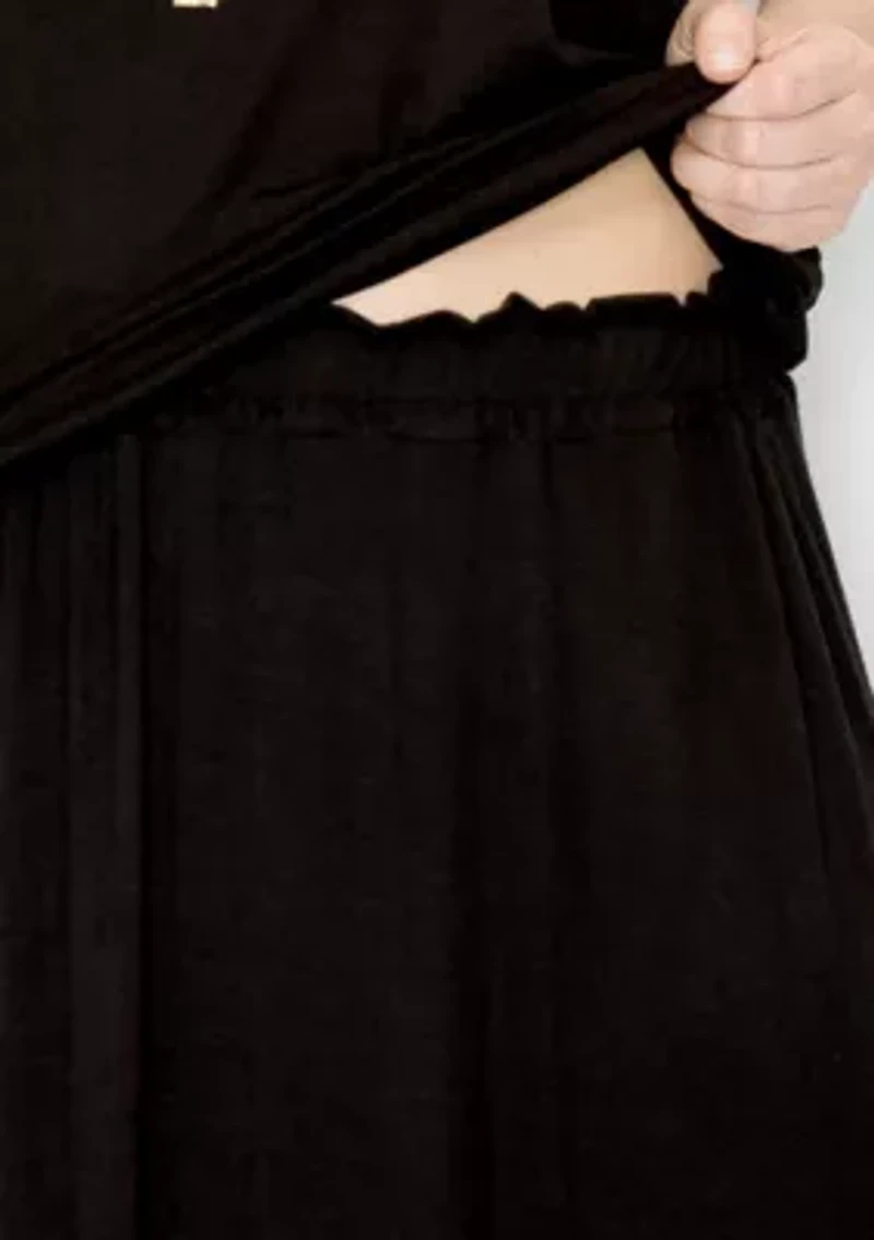 Rayon Span Elastic Waist Maxi Skirt
