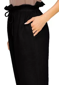 Fluffy Gauze Paperbag Waist Pants