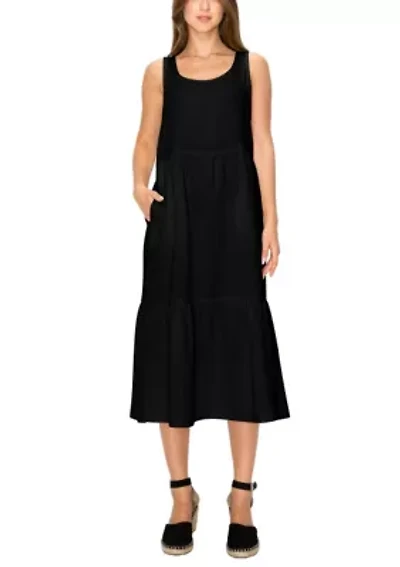 Fluffy Gauze Ruffle Tier Pocket Dress