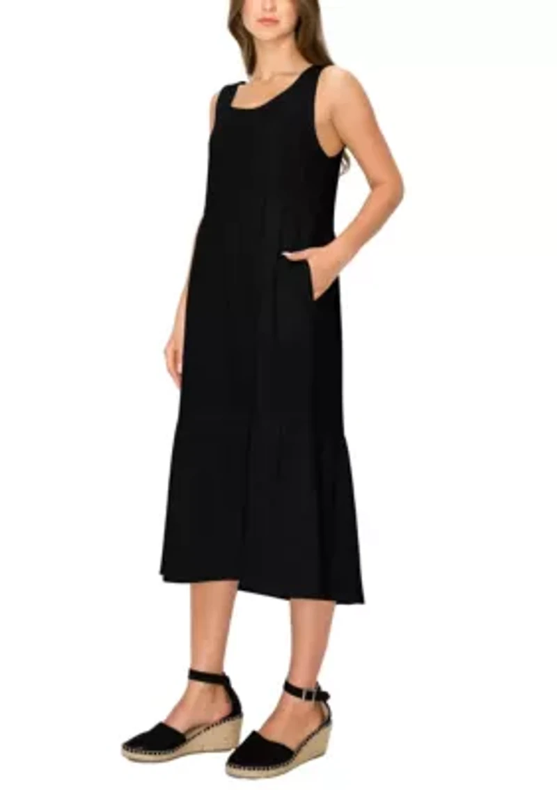 Fluffy Gauze Ruffle Tier Pocket Dress