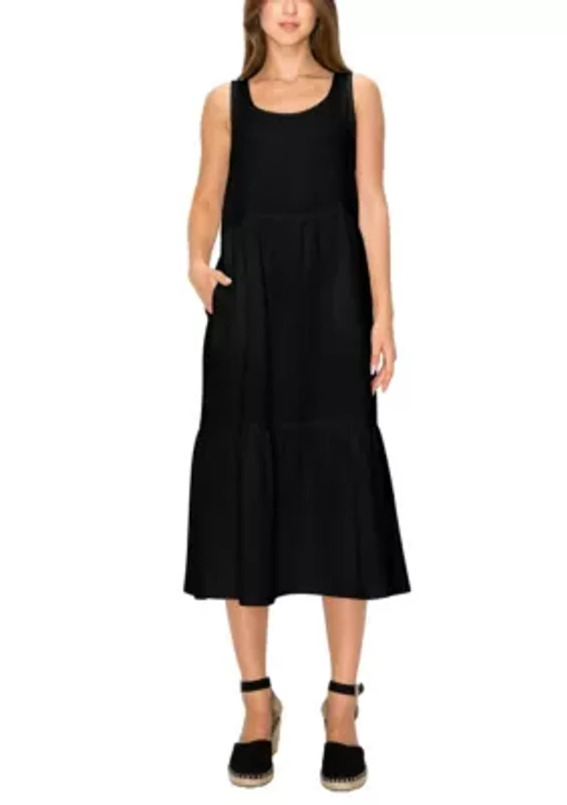 Fluffy Gauze Ruffle Tier Pocket Dress