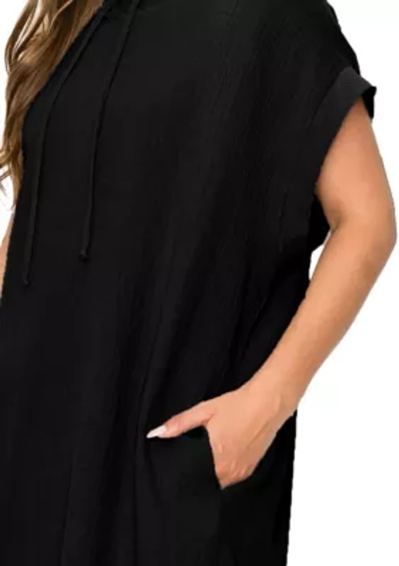 Fluffy Gauze Hoodie Pocket Dress