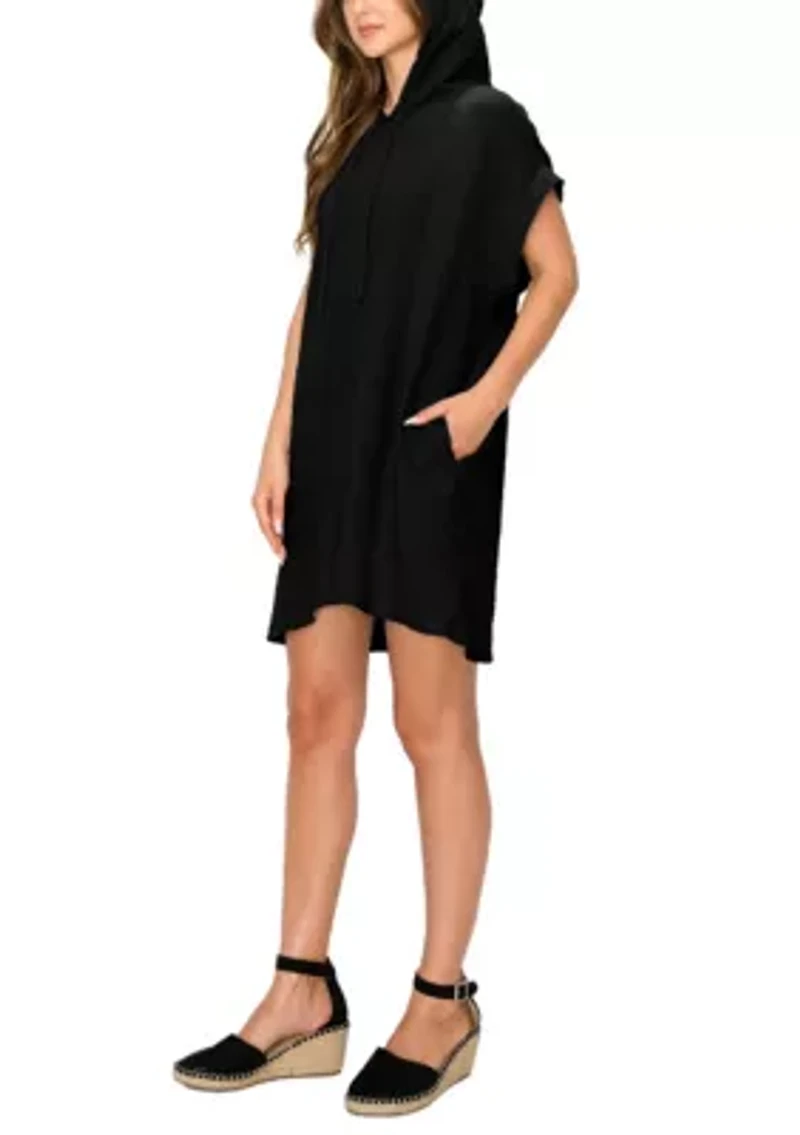 Fluffy Gauze Hoodie Pocket Dress