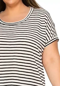 Cotton Slub Stripe Dolman Short Sleeve Tee