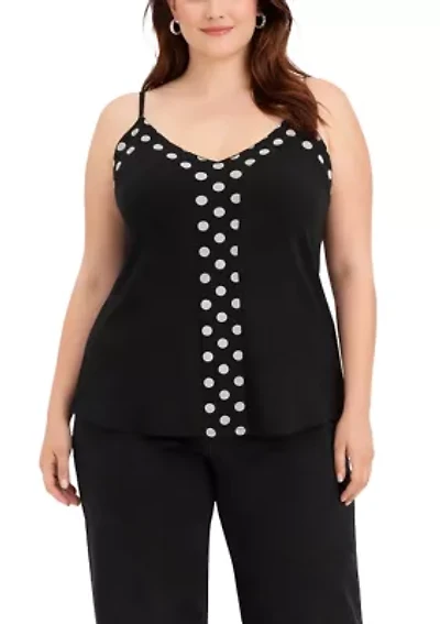 Polka Dot Mesh Panel Cami