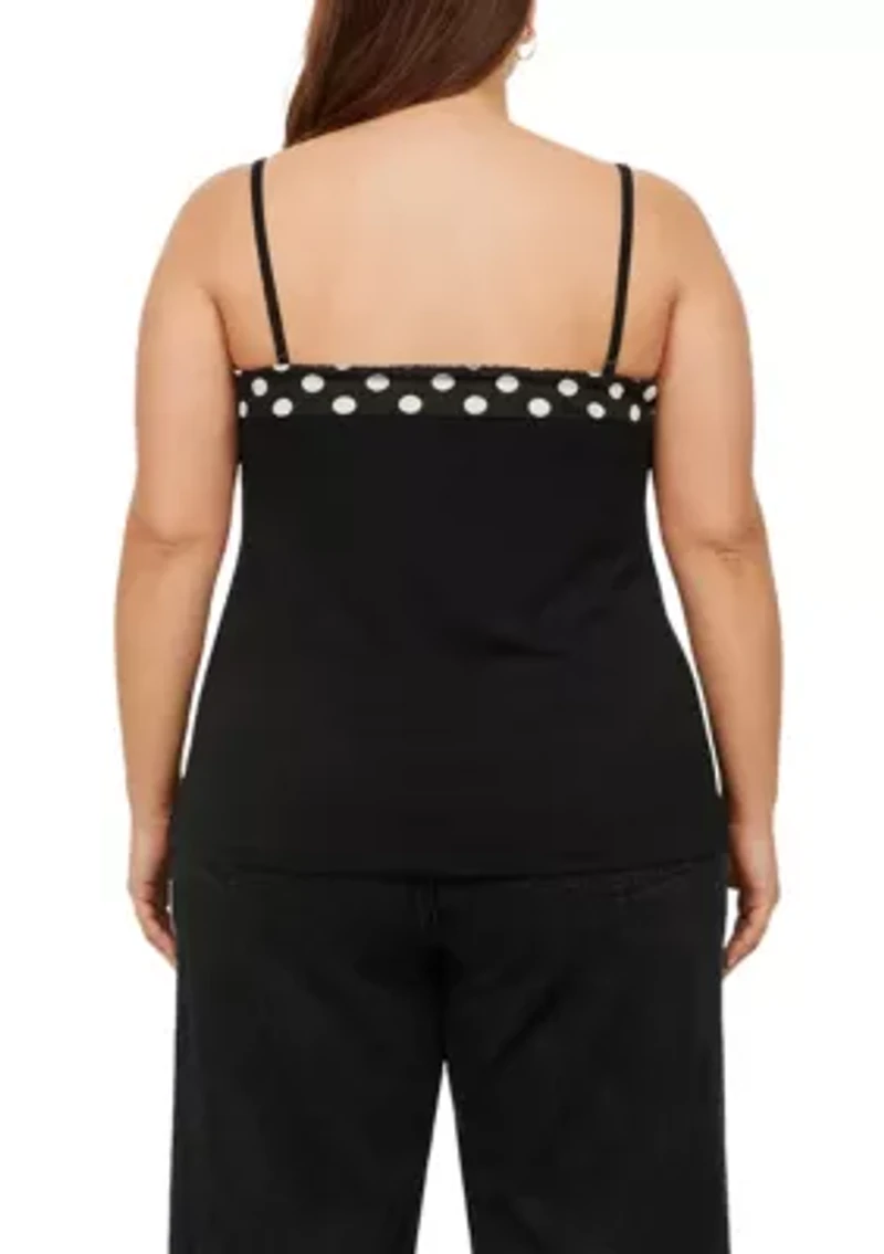 Polka Dot Mesh Panel Cami