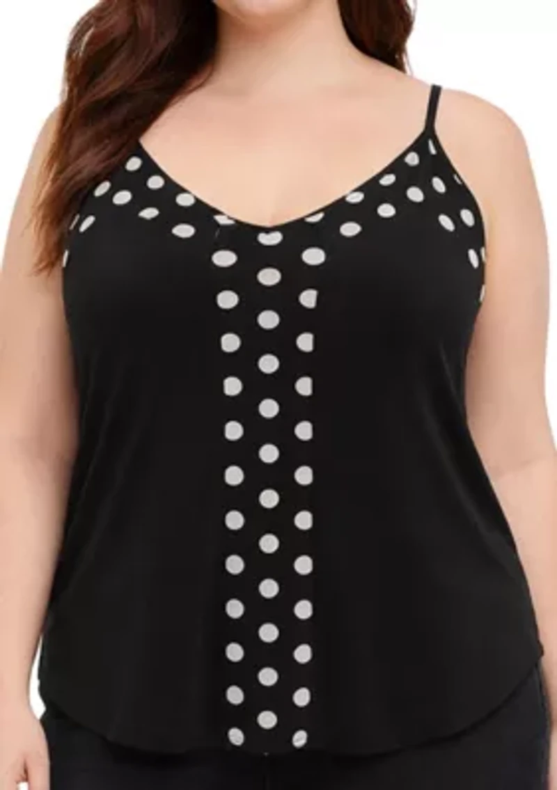 Polka Dot Mesh Panel Cami