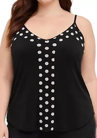 Polka Dot Mesh Panel Cami