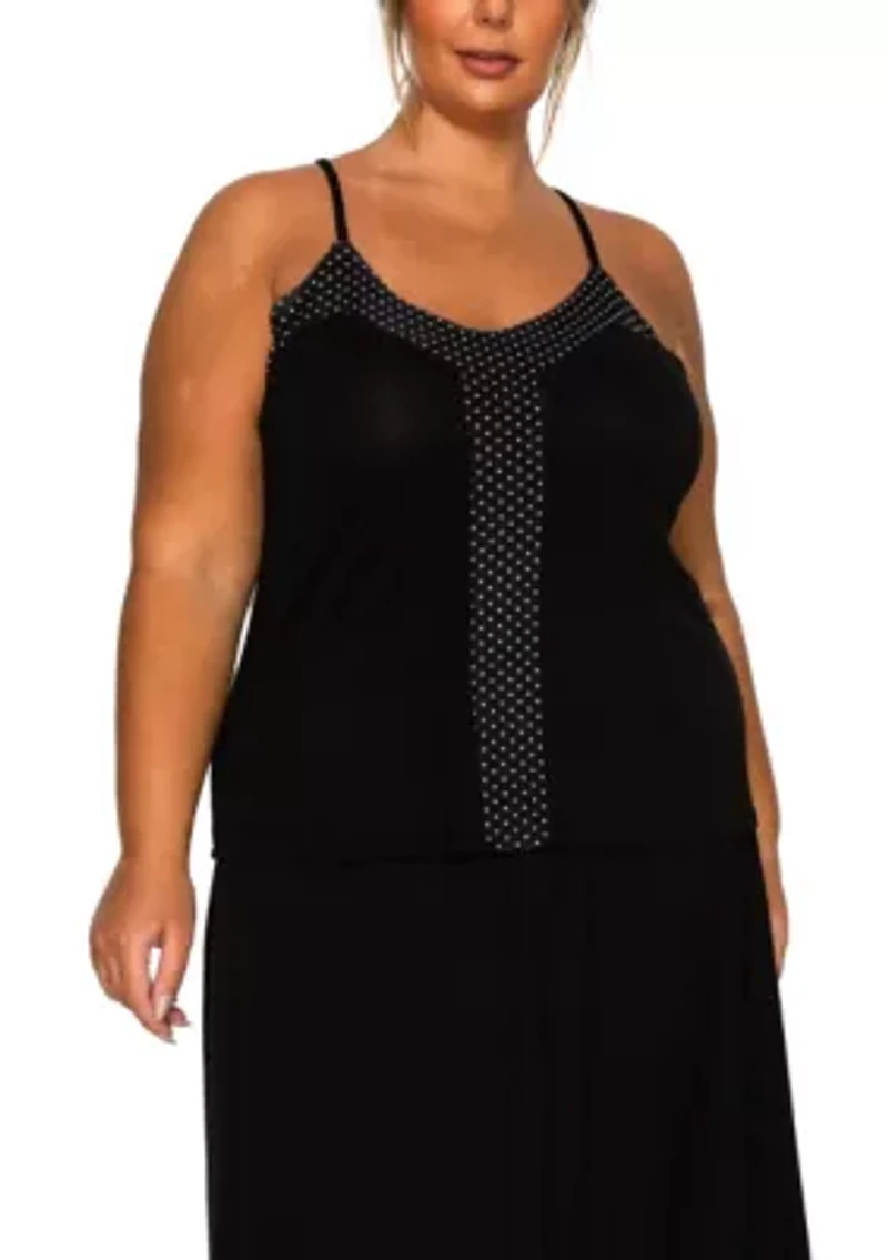 Dot Mesh Rayon Mix Panel Cami