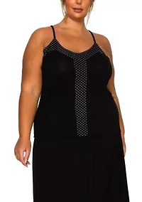 Dot Mesh Rayon Mix Panel Cami