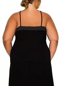 Dot Mesh Rayon Mix Panel Cami