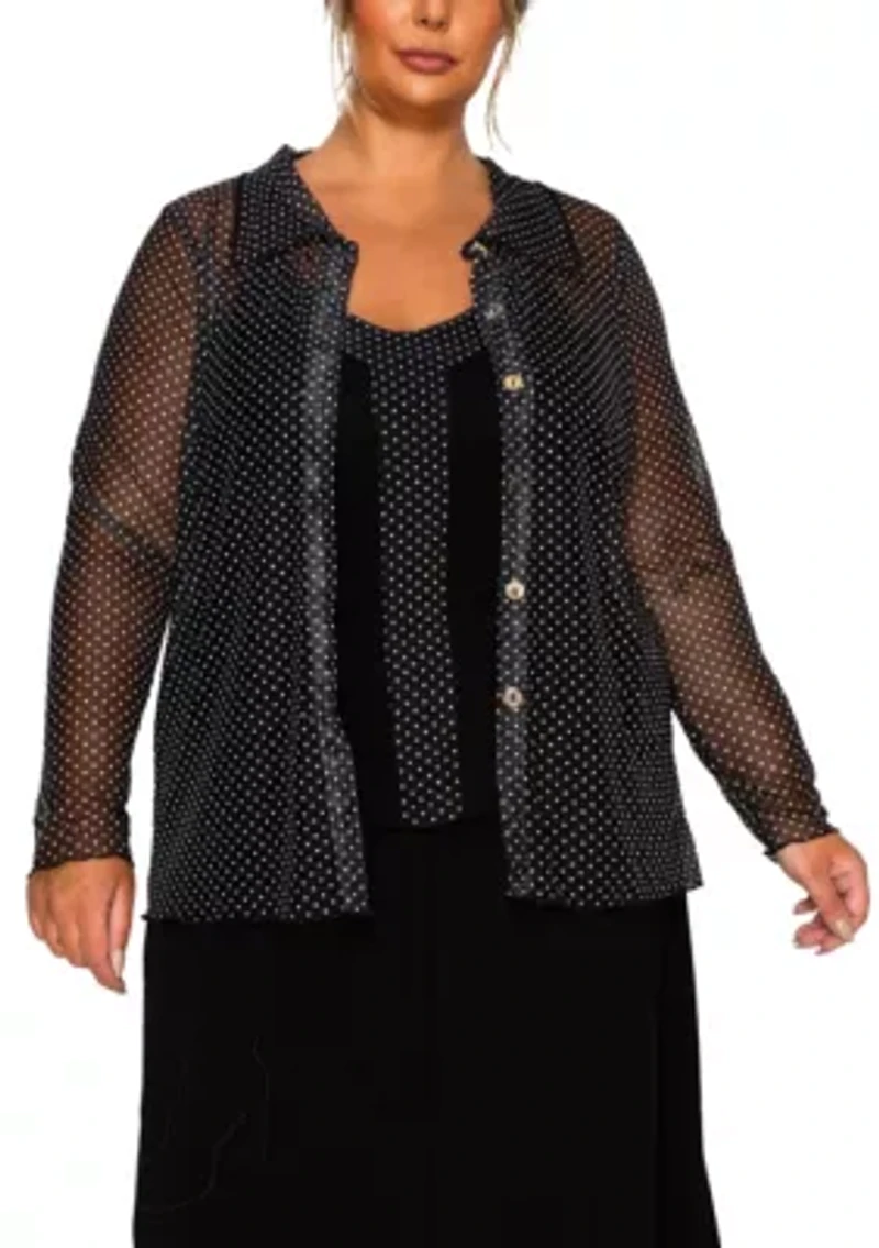 Dot Mesh Rayon Mix Panel Cami