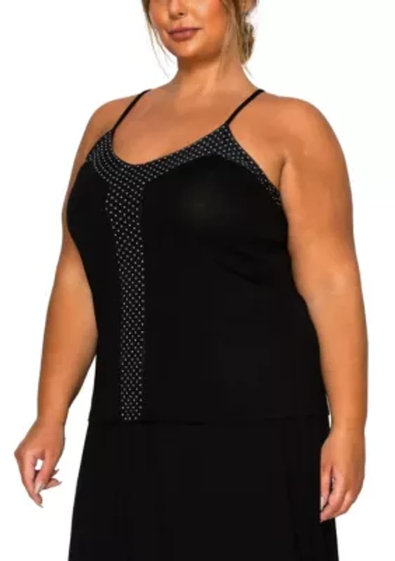 Dot Mesh Rayon Mix Panel Cami