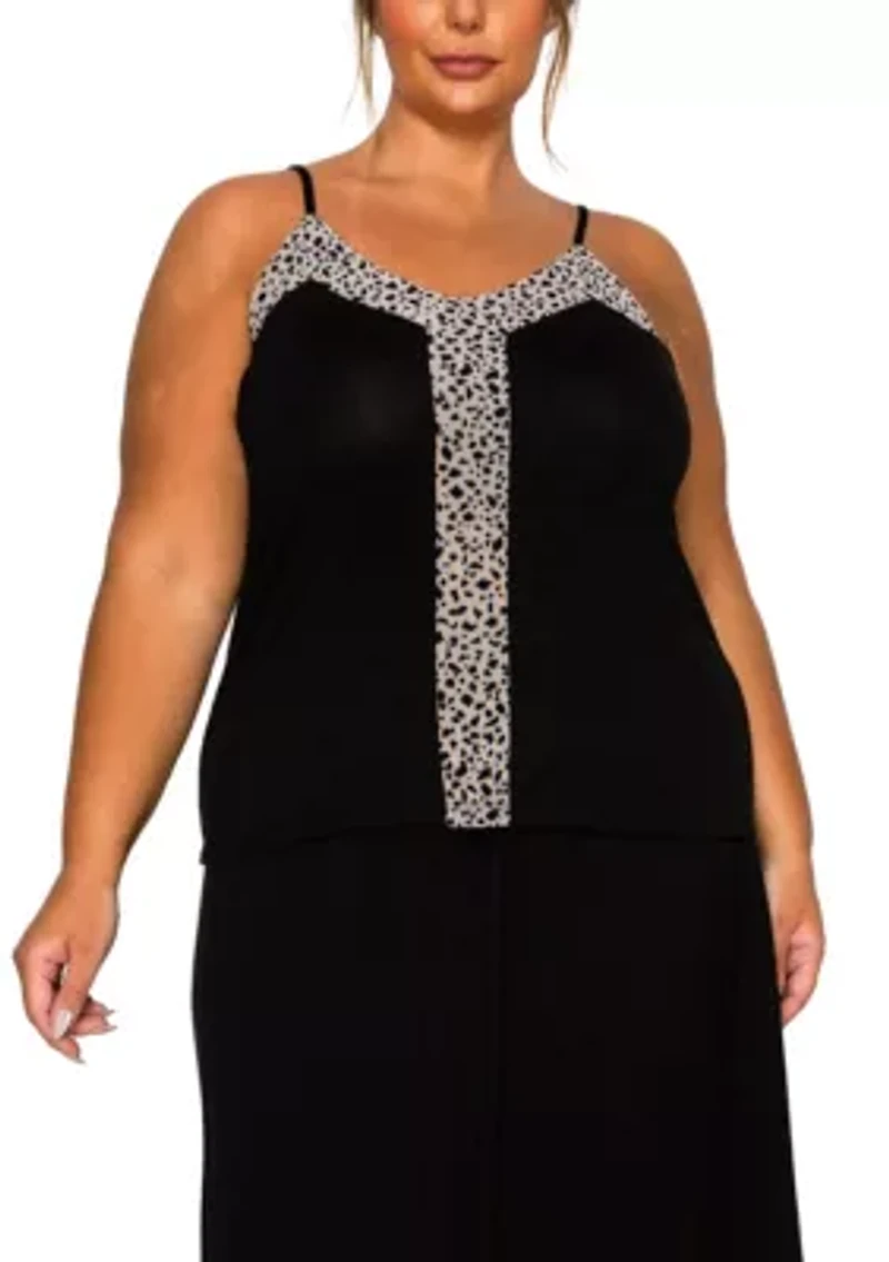 Pebble Mesh Rayon Mix Panel Cami