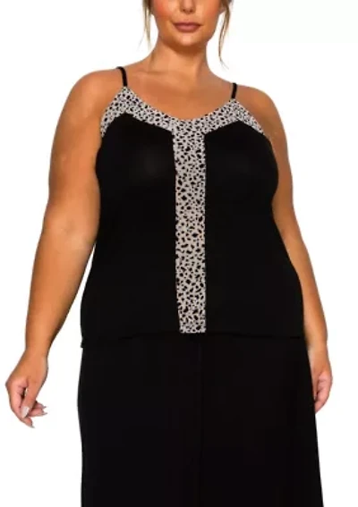 Pebble Mesh Rayon Mix Panel Cami