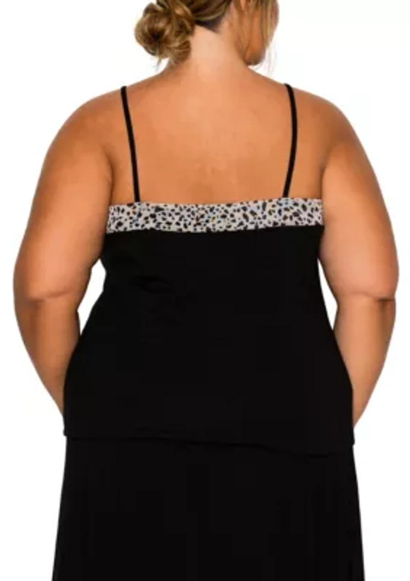 Pebble Mesh Rayon Mix Panel Cami