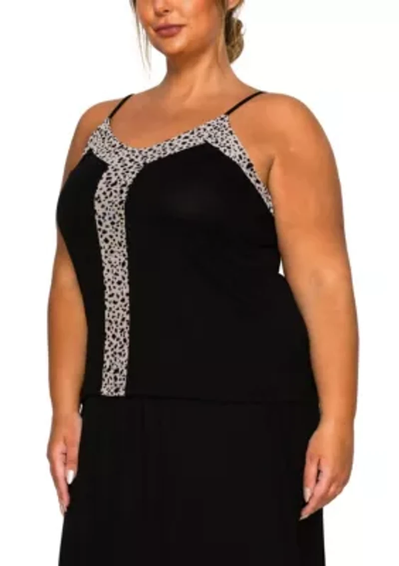 Pebble Mesh Rayon Mix Panel Cami