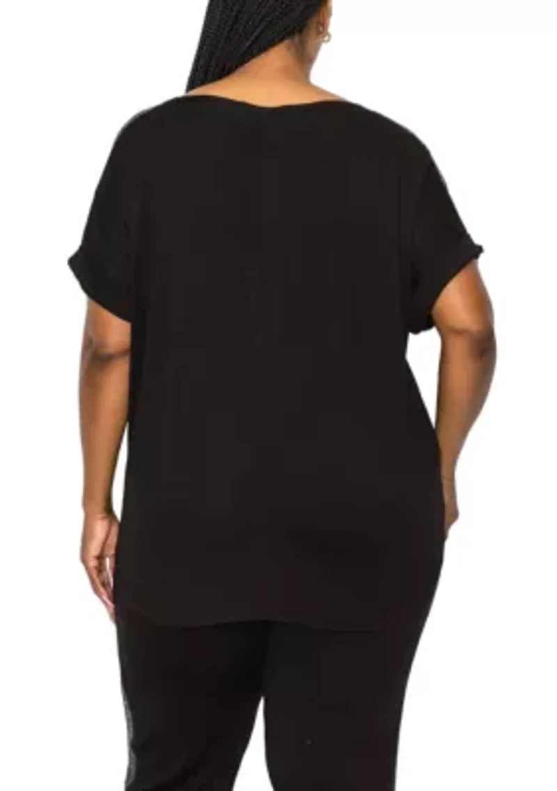 Sequin Pocket & Shoulder Rolled Sleeve
