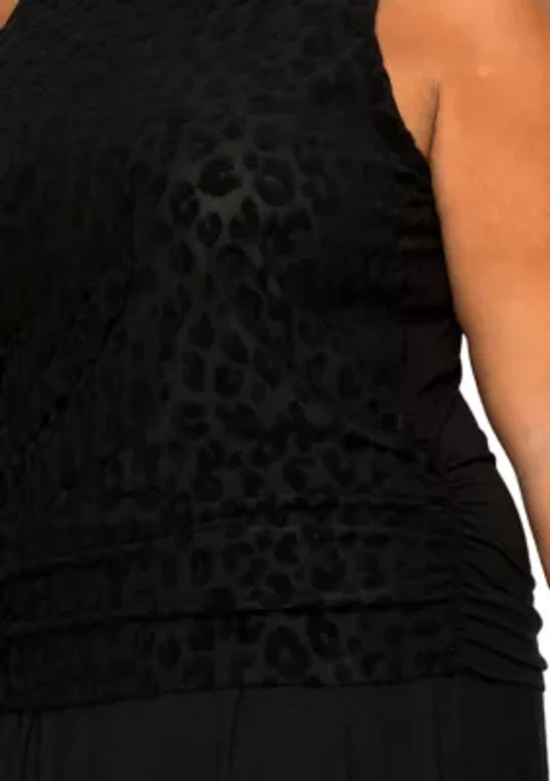 Cheetah Burnout Side Ruched Tank