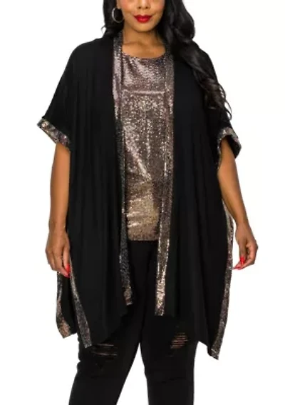 Sequin Contrast Kimono